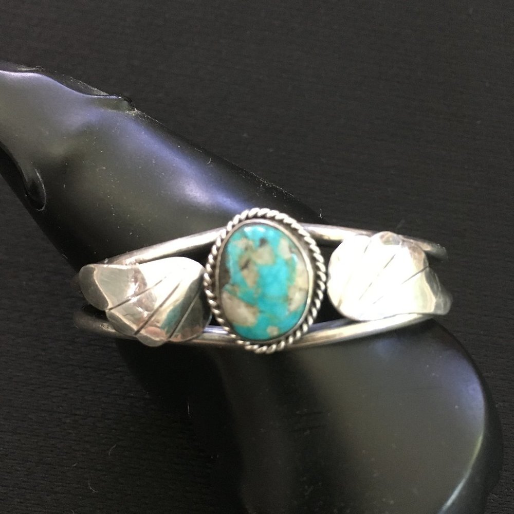 Sterling silver and turquoise Navajo cuff bracelet
